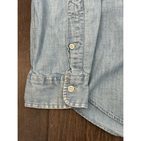 Ralph Lauren Shirt Mens L Blue Denim Chambray Long Sleeve Button Down Flesh Pony - Picture 6 of 7